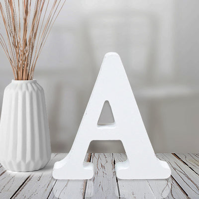 AOCEAN 4 Inch White Wood Letters Unfinished Wood Letters for Wall Decor Decorative Standing Letters Slices Sign Board Decoration for Craft Home Party Projects (A)