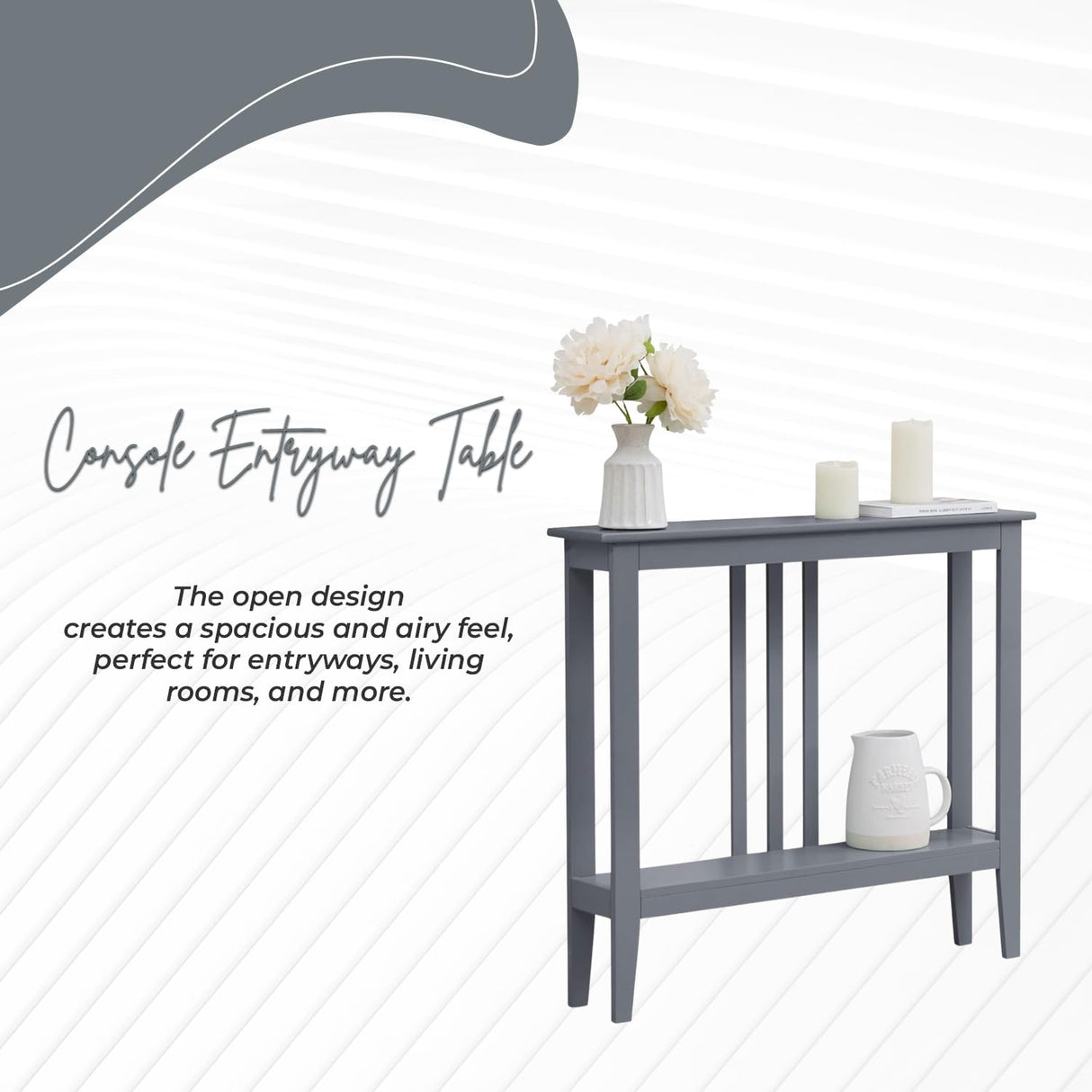 Kings Brand Furniture - Entryway Table - Narrow Console Table - Console Table with Storage - Hallway Decor - Wood Console Tables for Entryway - Narrow Console Sofa Side Table - Foyer - Grey Kings Brand Furniture