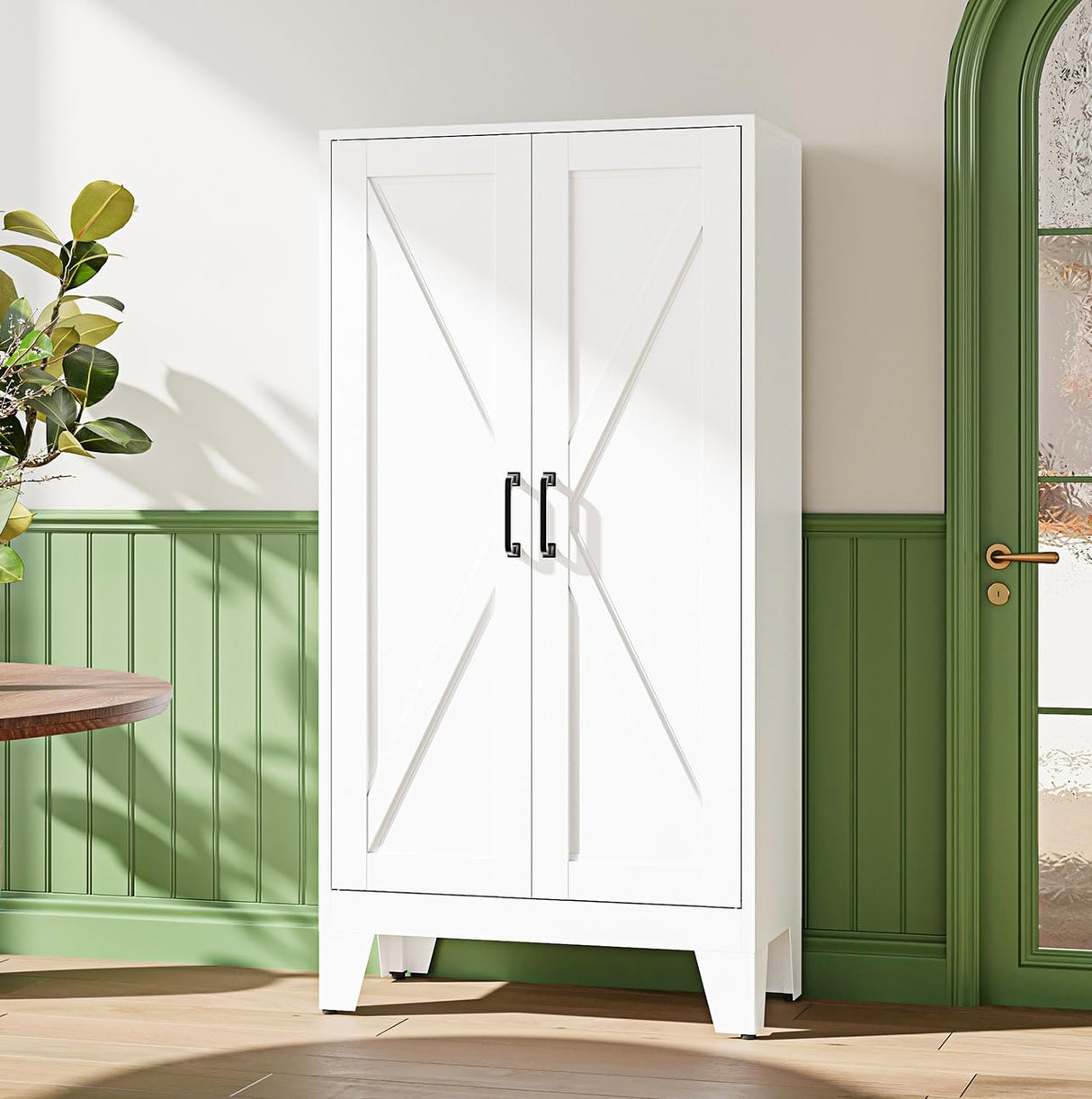 Letaya Storage Cabinet,47" H Metal Kitchen Pantry Cabinets with Doors and Adjustable Shelves,Pantry Organizers for for Cupboard/Dining/Bathroom/Office/Garage Room,White Letaya