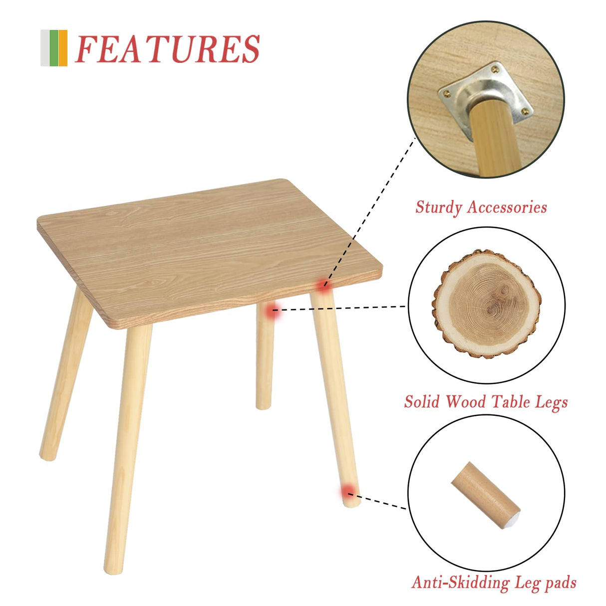 AWASEN Side Table, Small End Accent Table for Living Room Bedroom Office Small Spaces, Modern Wood Side Table Nightstand with Solid Wood, Easy Assembly, (Natural) AWASEN