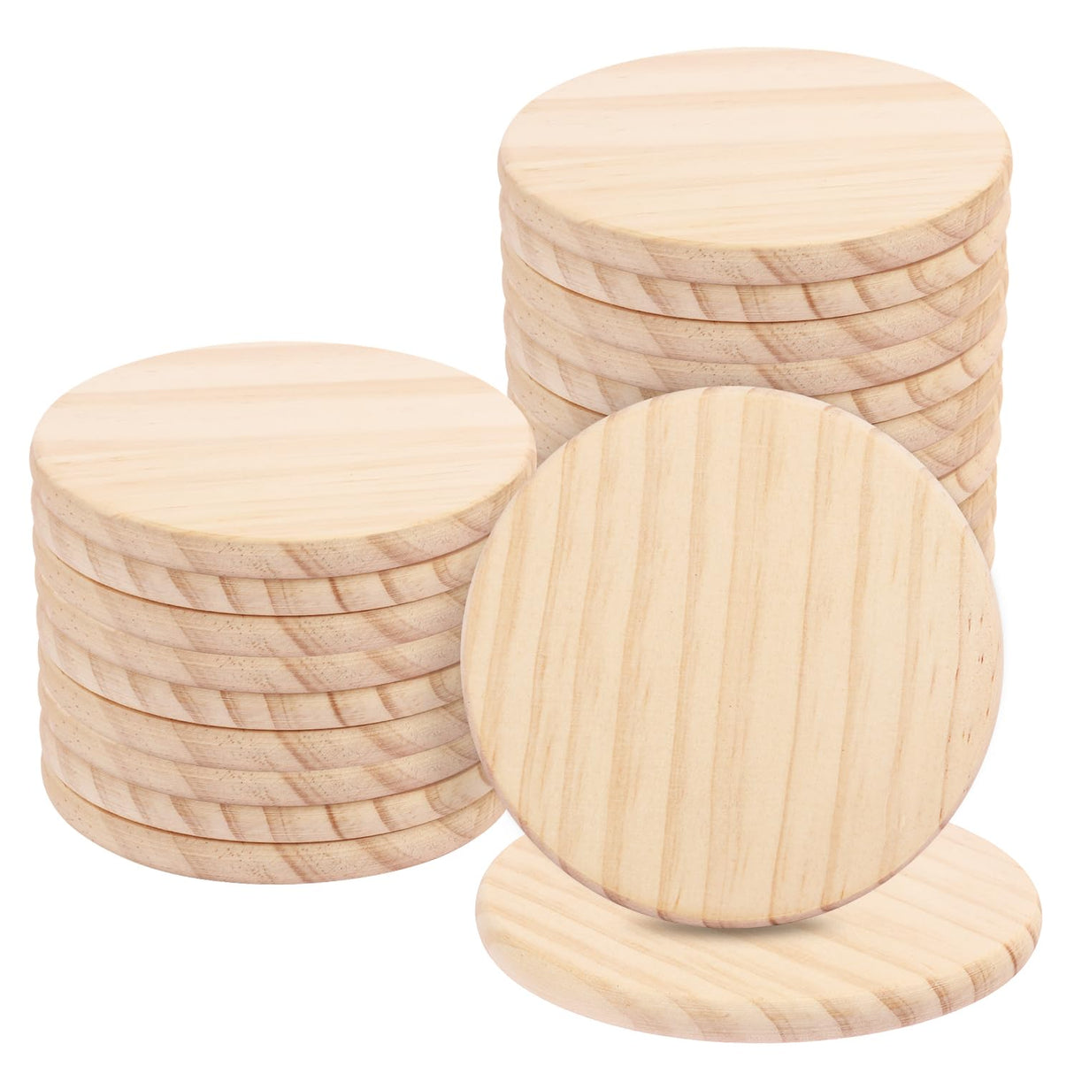 36 PCS 4 Inch Unfinished Wood Coasters, Premium Round Wooden Plaques for DIY Crafts, Drawing, Painting, Wood Engraving, Wood Burning, Laser Scroll Sawing and Home Decoration GNIEMCKIN