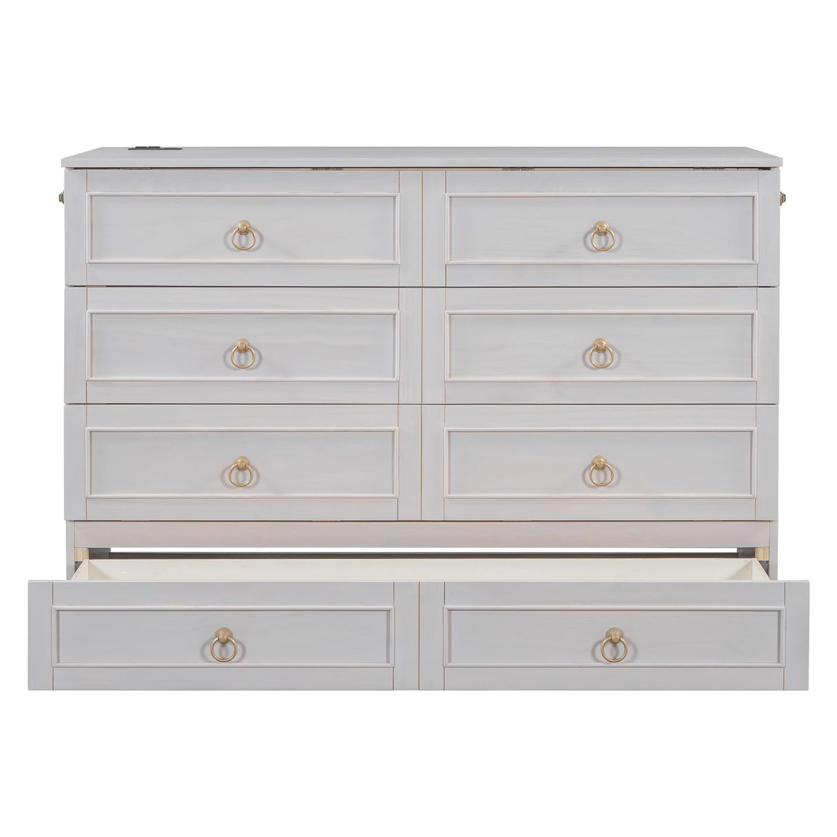 Harper & Bright Designs Queen Size Murphy Bed Cabinet with Large Drawer and USB Ports, Wooden Platform Bedframe, Can Be Convert into Storage Wall Chest, for Bedroom Small Space Office, White Harper & Bright Designs