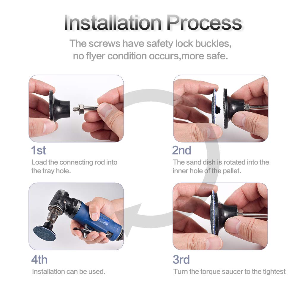 Tshya 270Pack 2inch Sanding Discs Pad Variety Kit for Drill Grinder Rotary Tools Die Grinder Accessories with 1/8"&1/4" Shank Backer Plate, Sanding Pads Includes 36-3000 Grit Tshya