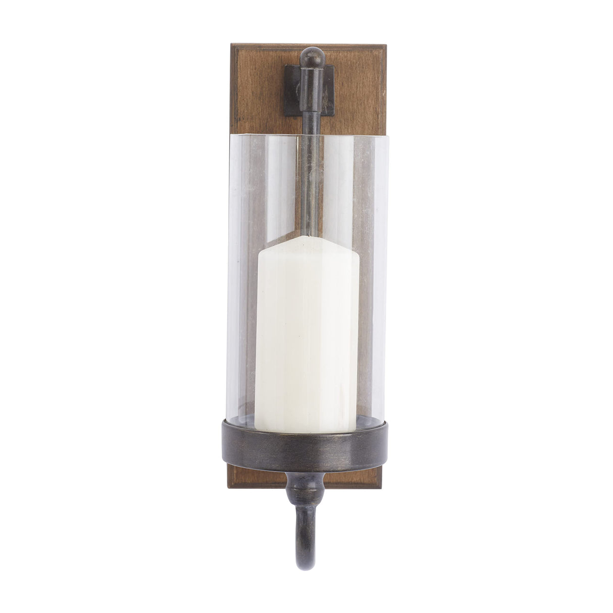 Deco 79 Wood Wall Sconce with Glass Holder, 5" x 8" x 16", Brown Deco 79