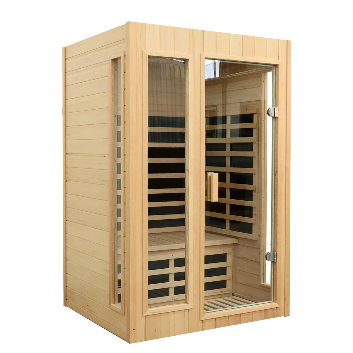 KUNSANA Infrared Sauna 2 Person, Low EMF Infrared Saunas for Home, Indoor Home Sauna Spa, Hemlock Wooden Sauna Room, 1500Watt, Bluetooth Speakers, Reading Lamps KUNSANA