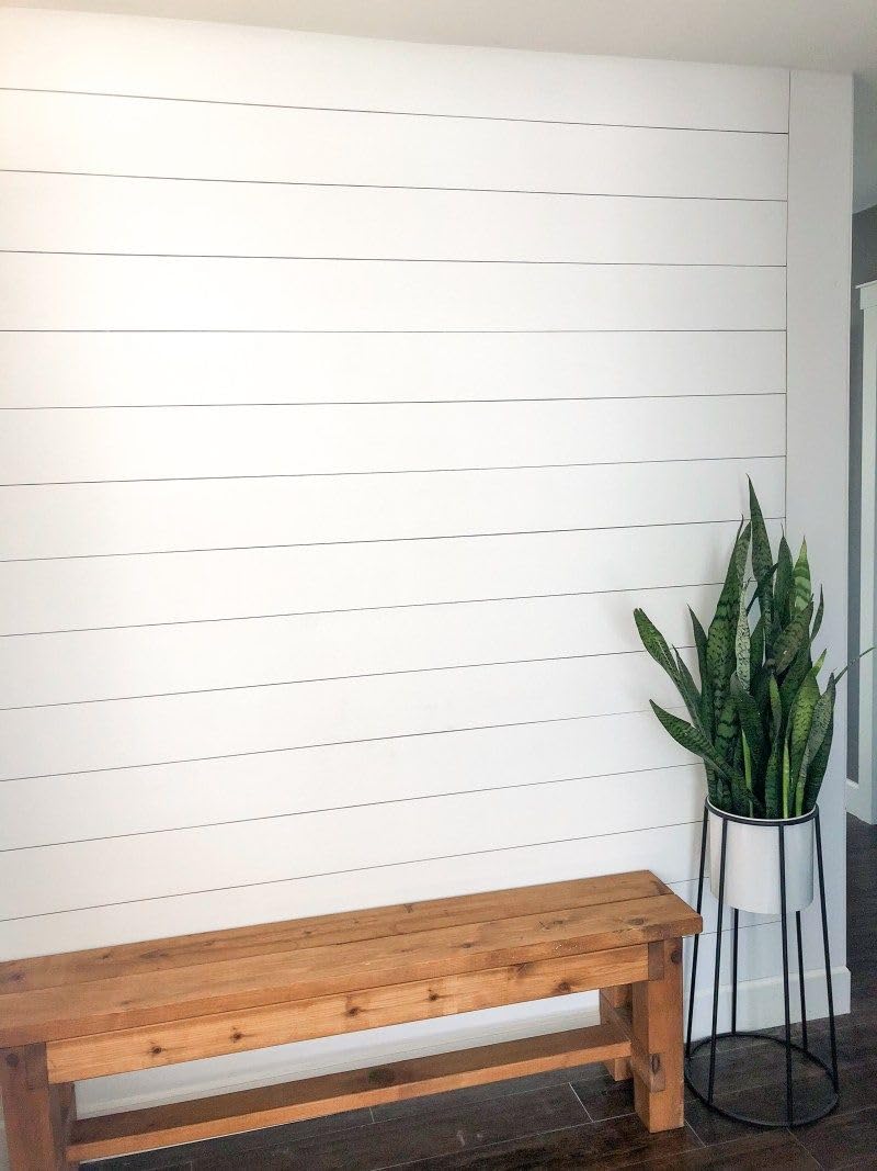 Luxdecor Real Wood Planks for Wall- White Shiplap Boards 5" Peel and Stick Shiplap Boards 10 Pieces Wall Shiplap Planks Board 12.5 Sq Ft Luxdecor