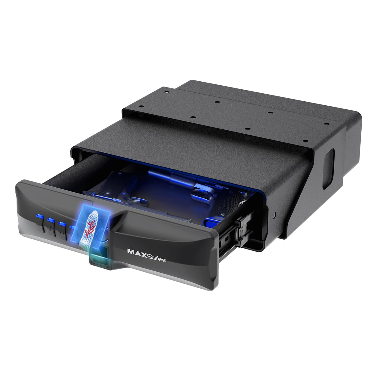 Drawer Safe with Super Biometric Finger Vein Recognition Lock for Two Pistols Storage Safe Quick Access with Biometric Fingerprint Under Desk Drawer Gun Safe for Home and Vehicle MAXSafes