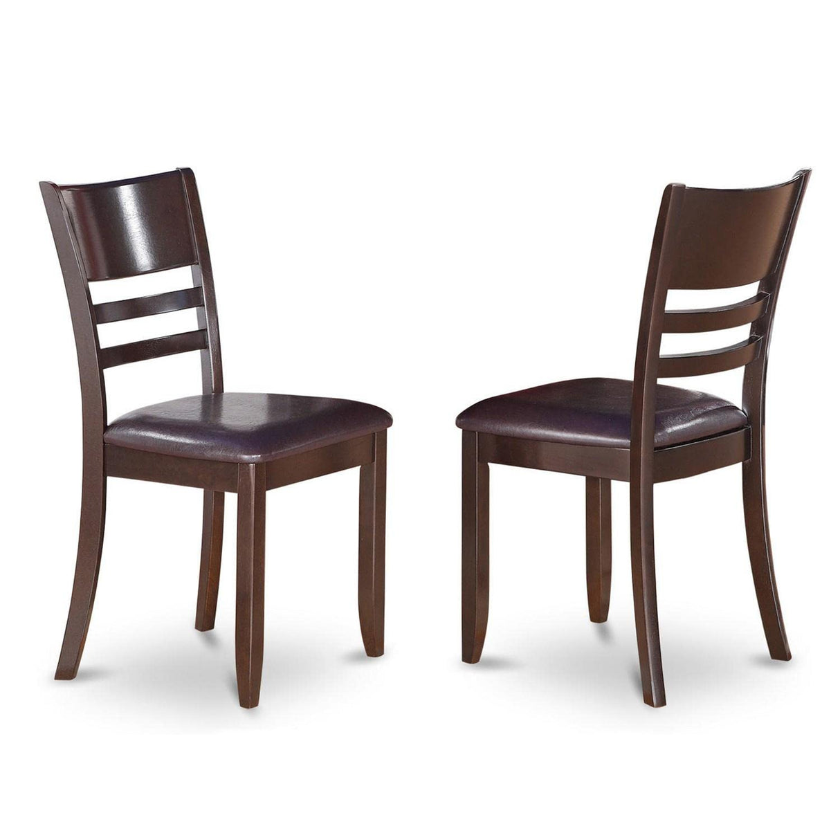 East West Furniture Lynfield Dining Room Faux Leather Upholstered Wooden Chairs, Set of 2, Cappuccino East West Furniture