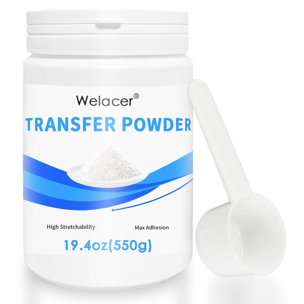 Welacer DTF Powder for Sublimation on Cotton 19.4oz / 1.21lbs, White DTF Pretreat Hot Melt Adhesive Powder for All Transfer Printer Direct Print on Dark or Black Fabric Welacer