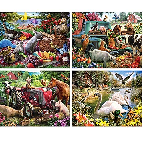 Bits and Pieces Set of 4 Jigsaw Puzzles 300 Pieces - Country Farm Animals Bits and Pieces
