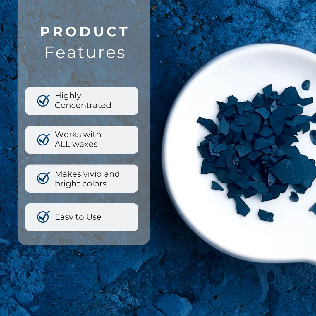 Direct Candle Supply – Color Dye Flakes – Blue High Concentration Dyes for Candle Making (1.6 oz)… (Blue) Use in Soy/Coconut/Paraffin Wax Direct Candle Supply