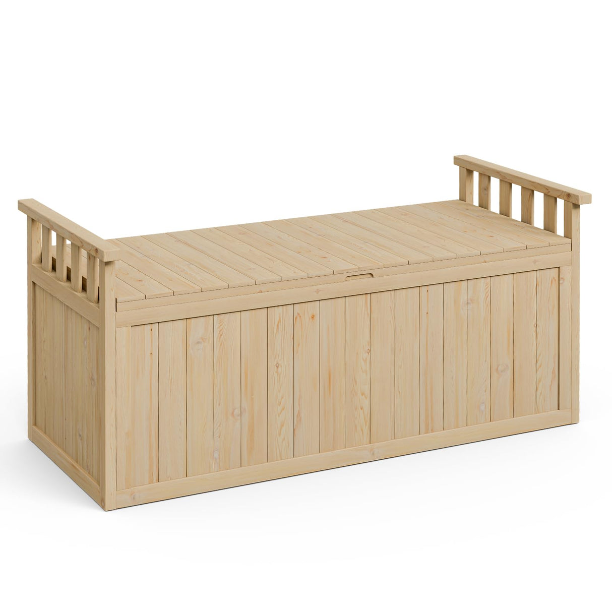 Oarlike 55 Gallon Wooden Deck Box, Outdoor Storage Box for Patio Furniture, Waterproof Backyard Storage Bench for Cushions, Toys, Garden Tools & Pool Accessories (Natural Wood) Oarlike