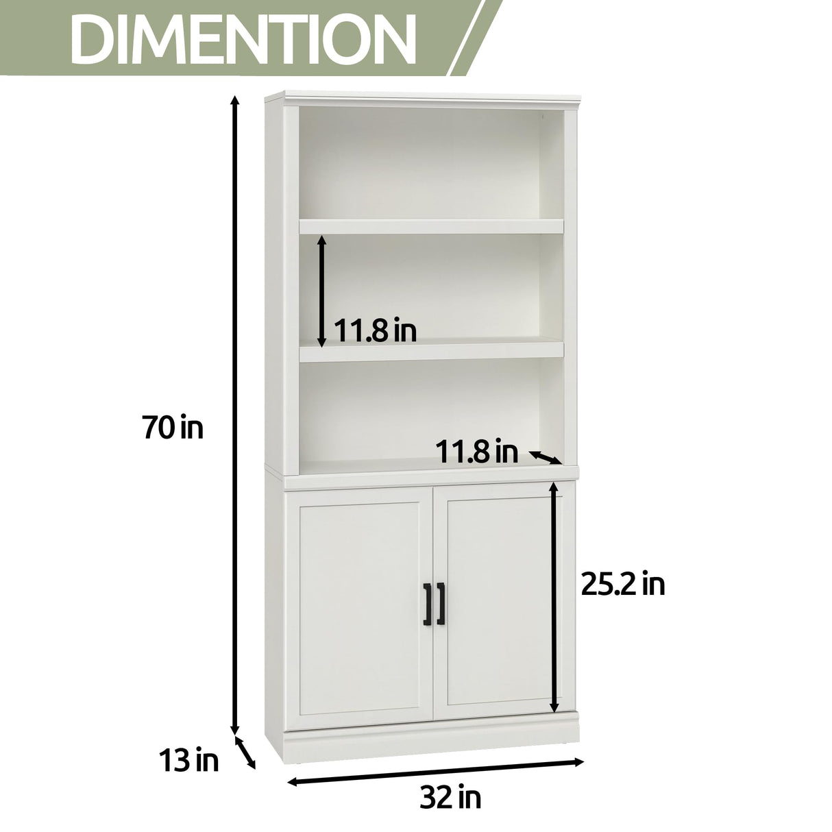 blini 5 Shelf Tall Bookcase with Doors White Bookshelf 31in Wide Display Standing Storage Shelf 72in Tall Wood Book Shelves for Bedroom Living Room Office Library blini