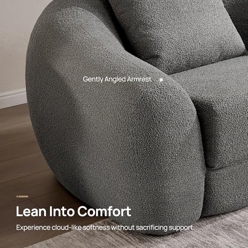SICOTAS 49.9" Curved Convertible Sofa Couch Bed for Living Room Futon Cloud Boneless Sleeper Chair Pull Out Floor Couch with Deep Seat Single Foam Lounger No Assembly for Bedroom Apartment, Dark Grey SICOTAS
