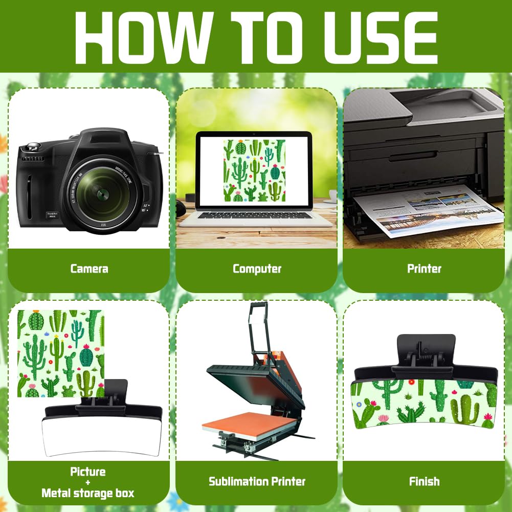 ZUYYON 8 Pack Sublimation Blanks Non-Slip 3.39 Inch Rectangle Hair Claw Clips for Thin, Thick, Long Hair - DIY Heat Transfer Strong Hold ZUYYON