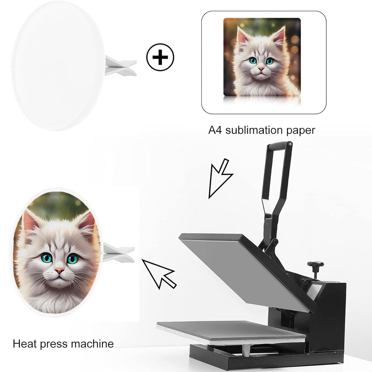 6 Pack Sublimation Blanks Car Air Vent Clips Heat Transfer Blank Car Outlet Perfume Clip Auto Diffuser Vent Clip Car Scent Diffuser Clip Car Exhaust Outlet Accessories Round Frinnovan