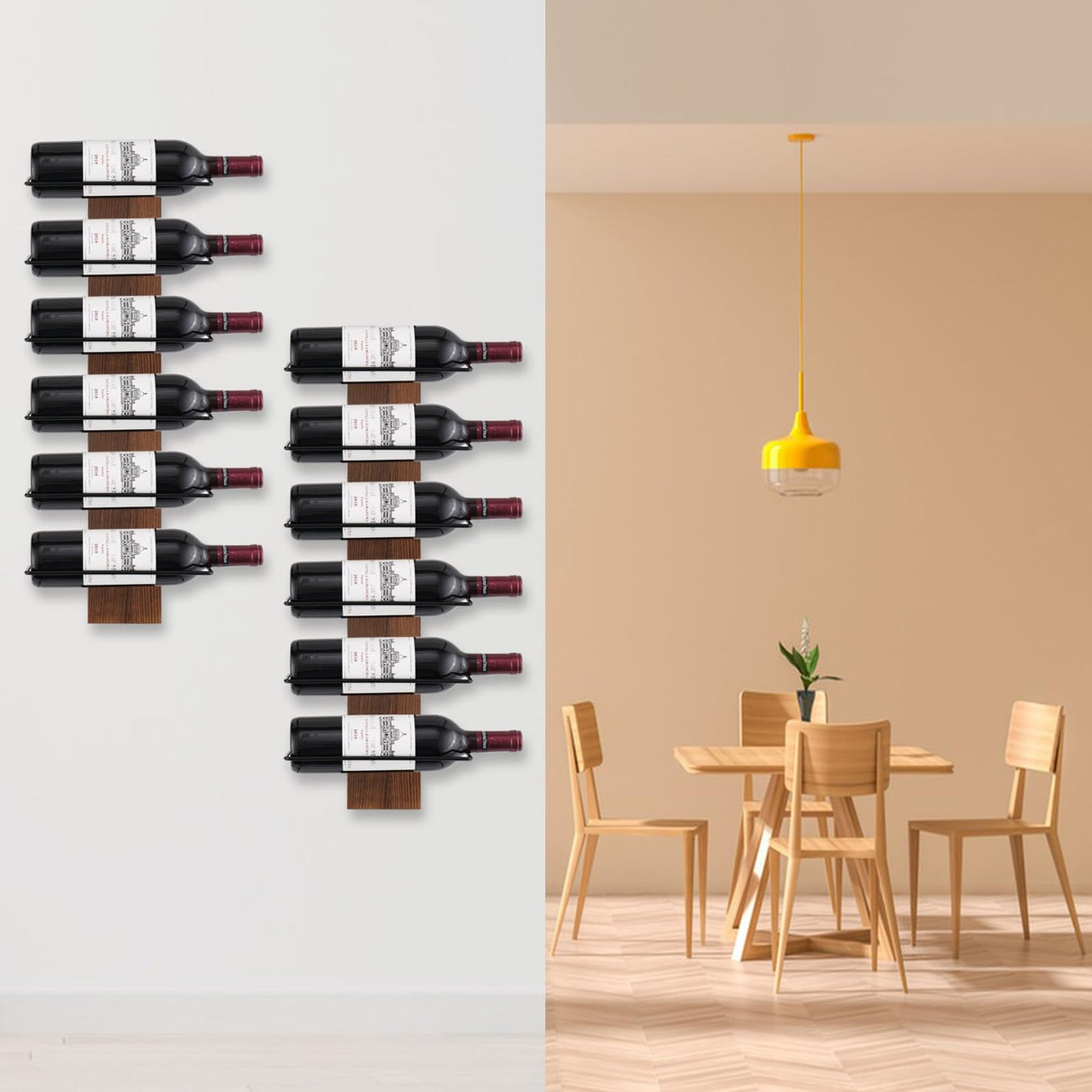 CBYJK Wine Rack Wall Mounted, Wall Wine Rack for 12 Wine Bottles, Wood Wine Racks for Wall, Wall Mounted Wine Rack for Bar, Cellars, Kitchen, Dining CBYJK