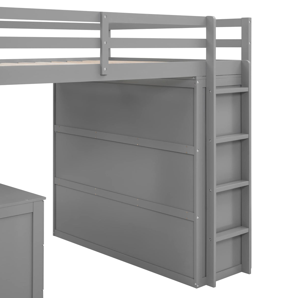 Harper & Bright Designs Full Size Loft Bed with Desk and Wardrobe, Solid Wood Loft Bed Frame with Storage Drawers, for Kids Teens Adults (Full, Gray) Harper & Bright Designs