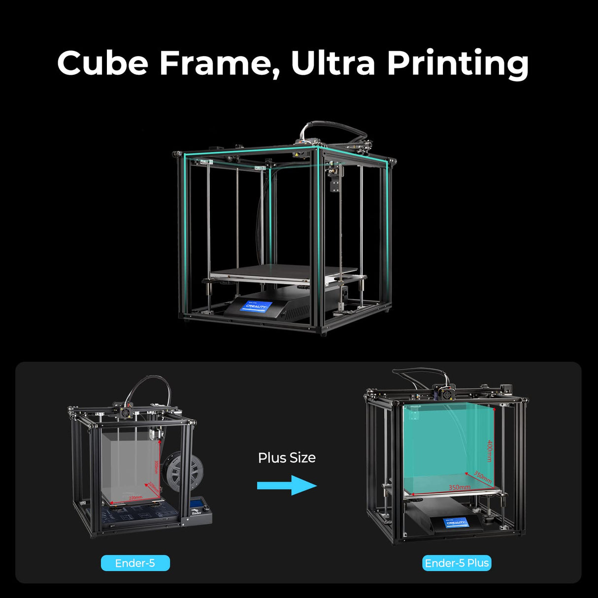 Creality 3D Printer Ender 5 Plus Printer with Auto Bed Leveling Sensor Kit, Dual Z-Axis Touch Screen and Glass Bed Large Printing Size 350x350x400mm Creality