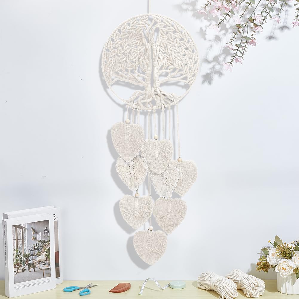 ACRNIGHEET DIY Macrame Kit for Adults Beginners DIY Boho Macrame Leaves Tree of Life Wall Hanging Making Kits with Macrame Supplies Wall Hanging Kit Ornaments for Home Decor Craft Gifts(Beige Series) ACRNIGHEET
