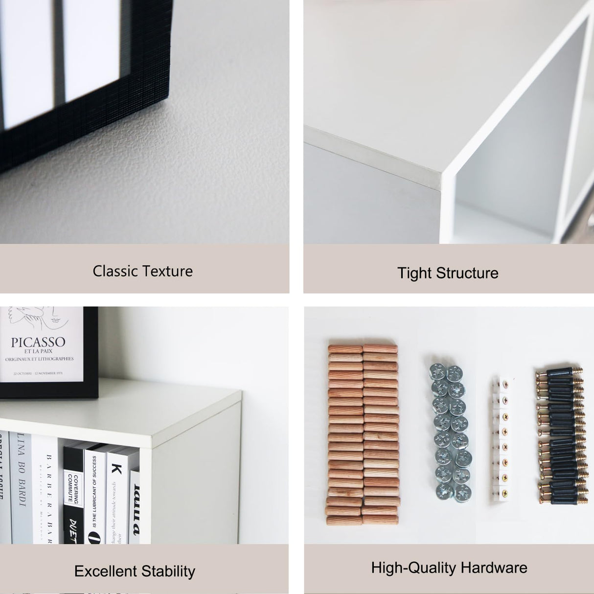 NewBeth Wooden 10 Cube Book Shelf with Base,3 Tier Freestanding Horizontal Bookshelf, Open Bookcase Cube Shelf Storage Organizer for Bedroom, Living Room, Office, Study Room, White NewBeth