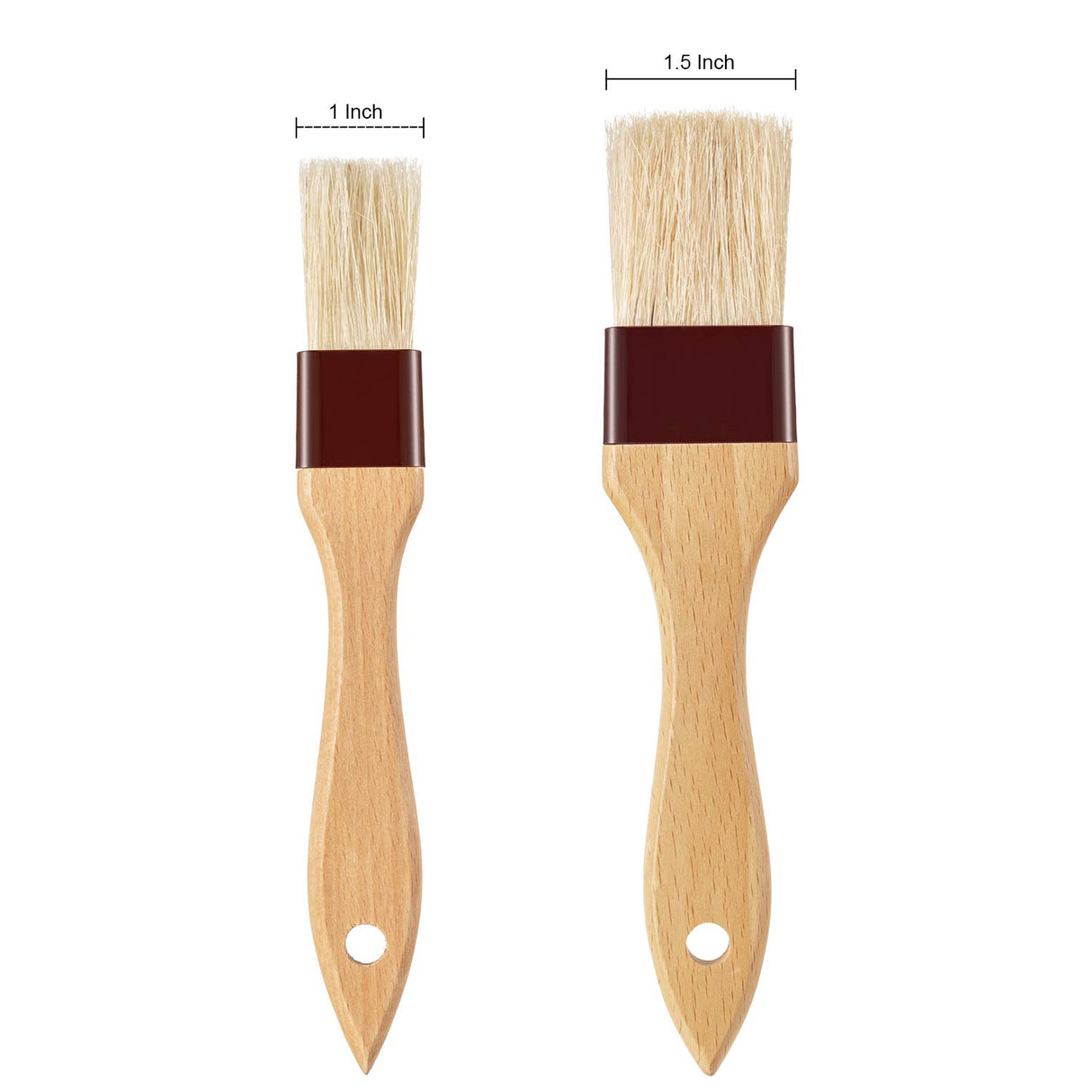 Boao 4 Pieces Pastry Brushes Baking Basting Brush with Natural Bristle BBQ Oil Brush Wooden Handle Food Brush for Cooking Butter Egg Kitchen Brush Culinary Utensil(1 Inch, 1 1/2 Inch) Boao