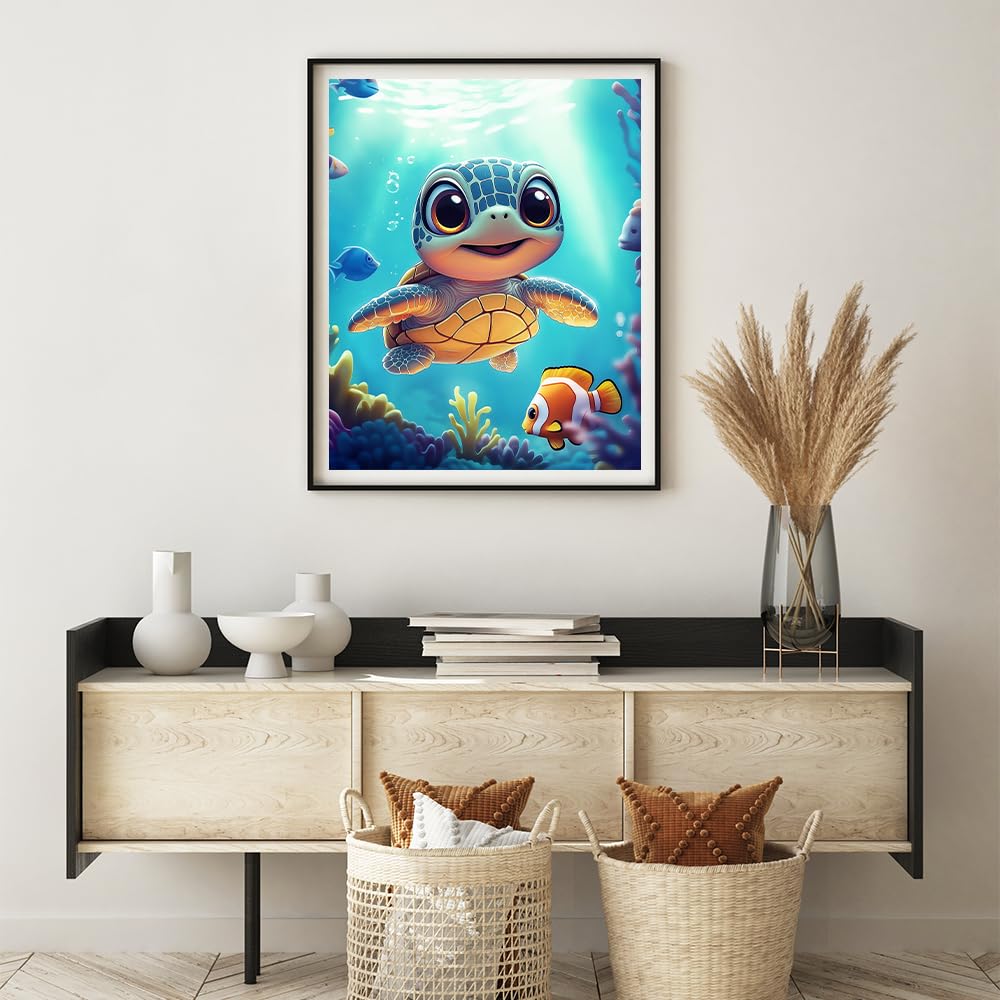 Natuyalo Paint by Numbers for Adults Beginner, Sea Turtle Acrylic Painting by Number Kits Animal DIY Art Craft Kits Suitable for Home Wall Decoration Frameless (16x20 Inch) Natuyalo
