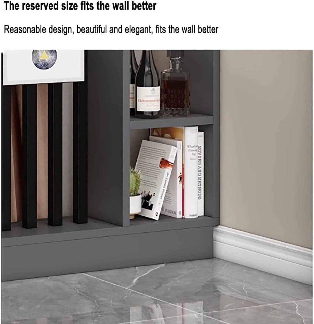 Wall Room Divider with Storage Shelves, Modern Freestanding Room Divider Screen, Open Room Wood Partition for Home & Office Decor (White + Black, 39.5" L x 9.5" W x 79.5" H) Dyale