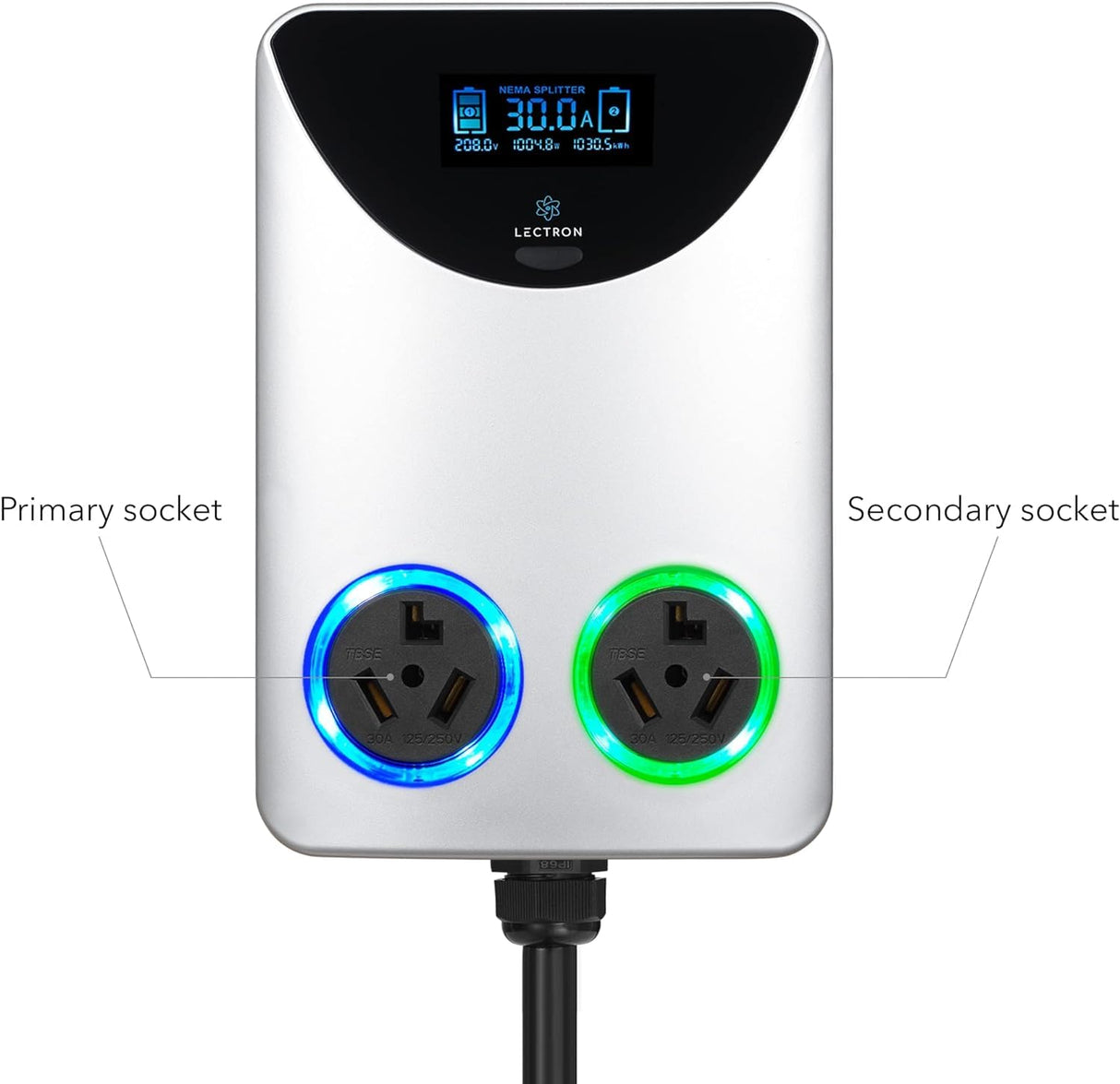 Lectron NEMA Socket Splitter - Power Your EV Charger and High-Powered Appliance from The Same Outlet (NEMA 10-30 to NEMA 10-30 / NEMA 10-30 Splitter) Lectron
