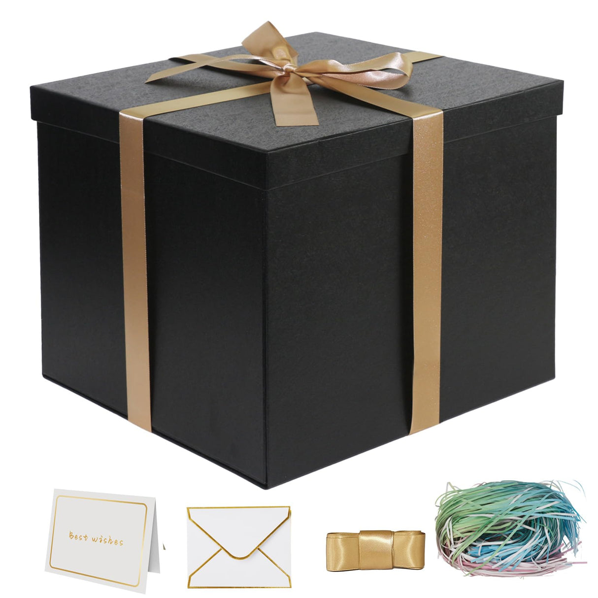YINUOYOUJIA Large Gift Box 12x12x10 Inches,Black Gift Boxes for Presents,Birthday Box,for Packaging,Valentine's Day,Mother's Day,Christmas,Anniversaries,Family or Business. YINUOYOUJIA