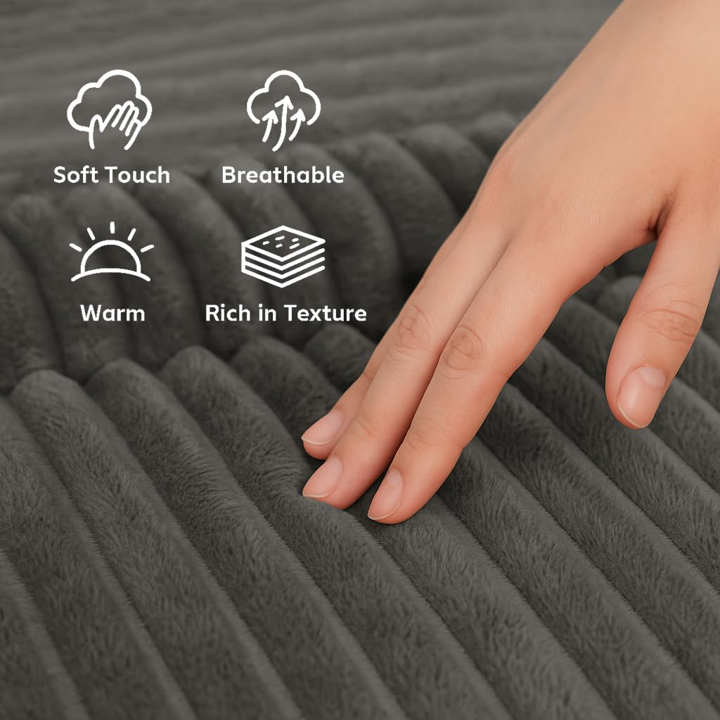 COMHOMA 67" Oversized Chaise Lounge Chair with 3 Comfy Pillows,Upholstered Sofa Bed Sleeper Couch Wide Arms Corduroy Fabric High-Density Foam for Living Room No Assembly Required,Dark Grey COMHOMA