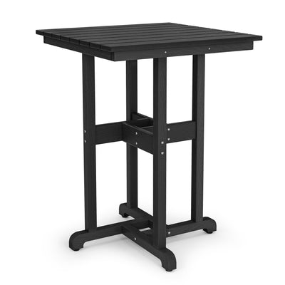 Homenjoy 37.5" H Outdoor Bar Table,HDPE Bar Height Table with Weather Resistant Top, Square Outdoor Patio Table, Black
