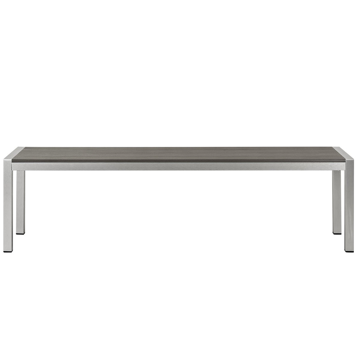 Modway Shore Aluminum Outdoor Patio Bench in Silver Gray Modway