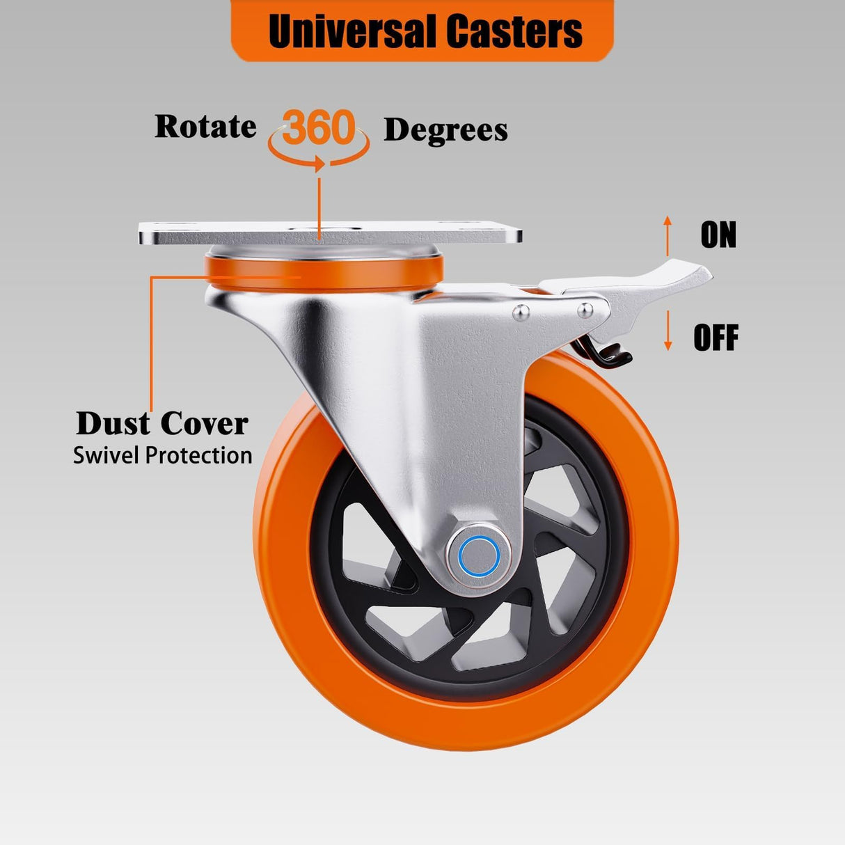 5 Inch Heavy Duty casters, casters Set of 4 Heavy Duty,Universal with Double Locks Caster Wheels,Polyurethane casters Set of 4, for carts Furniture and workbenches Lvgwhisper