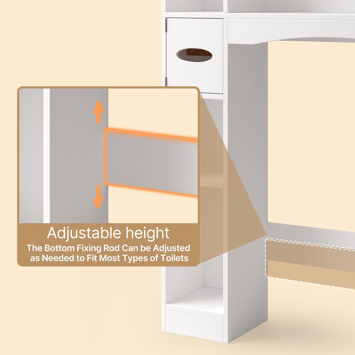 Gizoon Over The Toilet Storage Cabinet, 66''H Over Toilet Bathroom Organizer, Over Toilet Storage Cabinet with 2 Doors, Paper Holder and Racks, Adjustable Shelf, for Bathroom, Laundry, White Gizoon