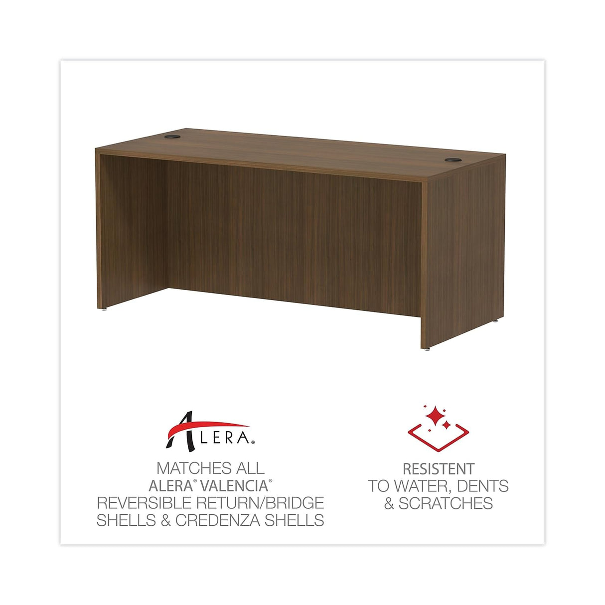 Alera Alera Valencia Series Straight Front Desk Shell, 65" X 29.5" X 29.63", Modern Walnut Alera