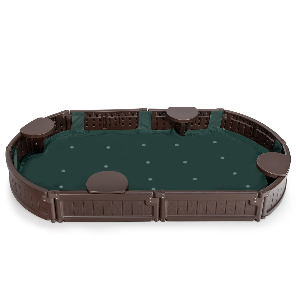 HONEY JOY Sandbox with Cover, 6FT Oval Sand Pit for Backyard, 4 Built-in Seating & Bottom Drainage Liner, All Weather Resistant Sand Boxes for Kids Outdoor with Lid HONEY JOY