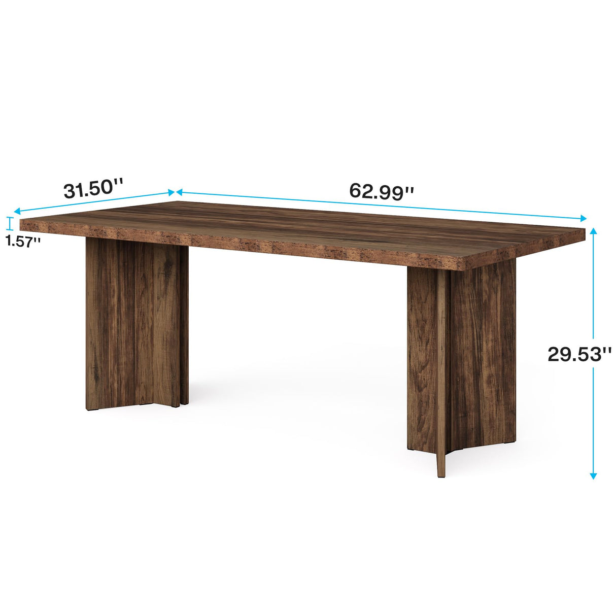Tribesigns 63-inch Dining Table for 4-6, Farmhouse Kitchen Table with Large Tabletop, Rectangular Dinner Eating Table for Dining Room, Living Room, Kitchen, Dark Brown Tribesigns