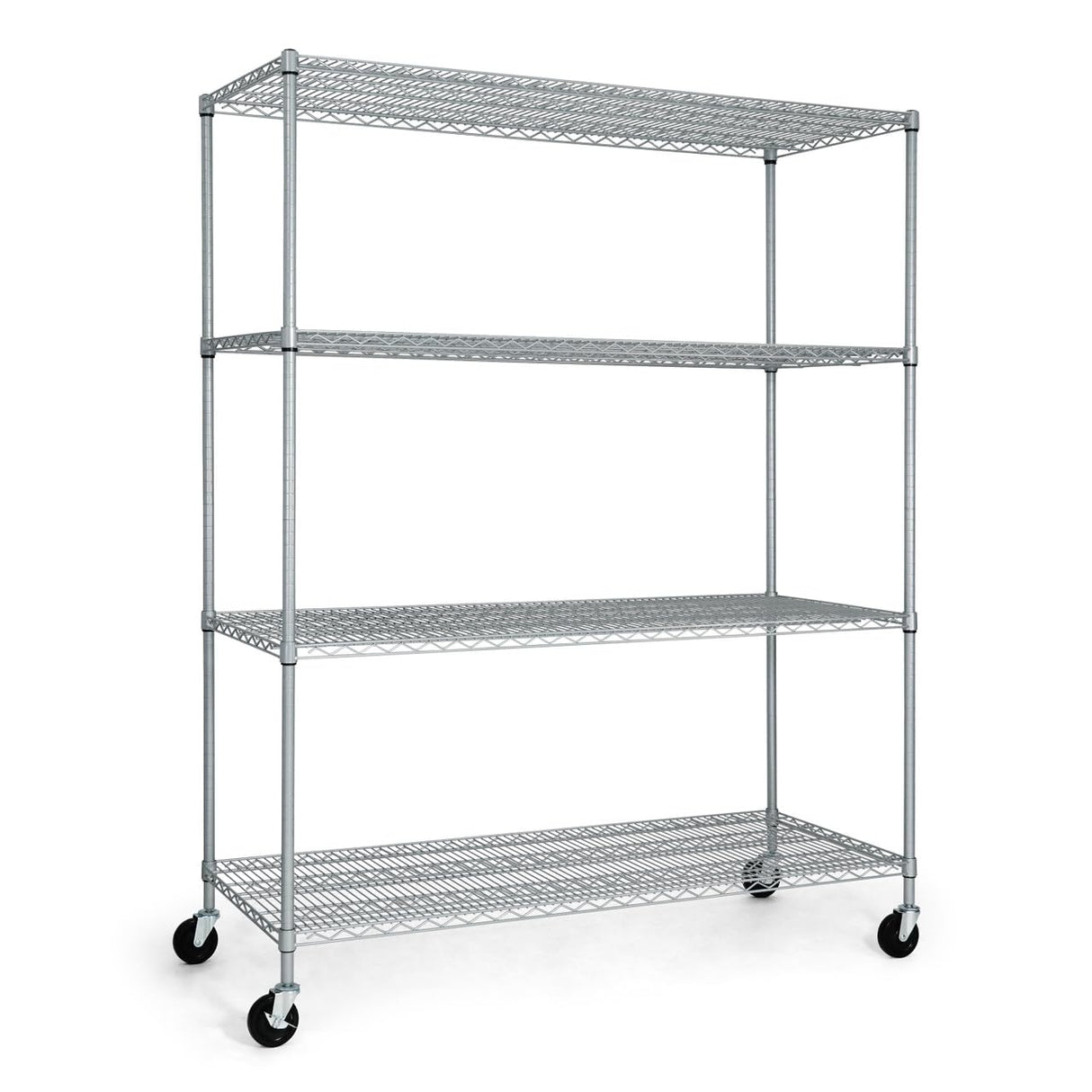 Fencer Wire NSF Heavy Duty Commercial Adjustable Silver Grey Wire Shelving w/Wheels & Leveling Feet, Kitchen Storage Metal Shelf, Garage Storage Shelving, Silver Grey 60 x 24 x 76, 4-Tier Fencer Wire