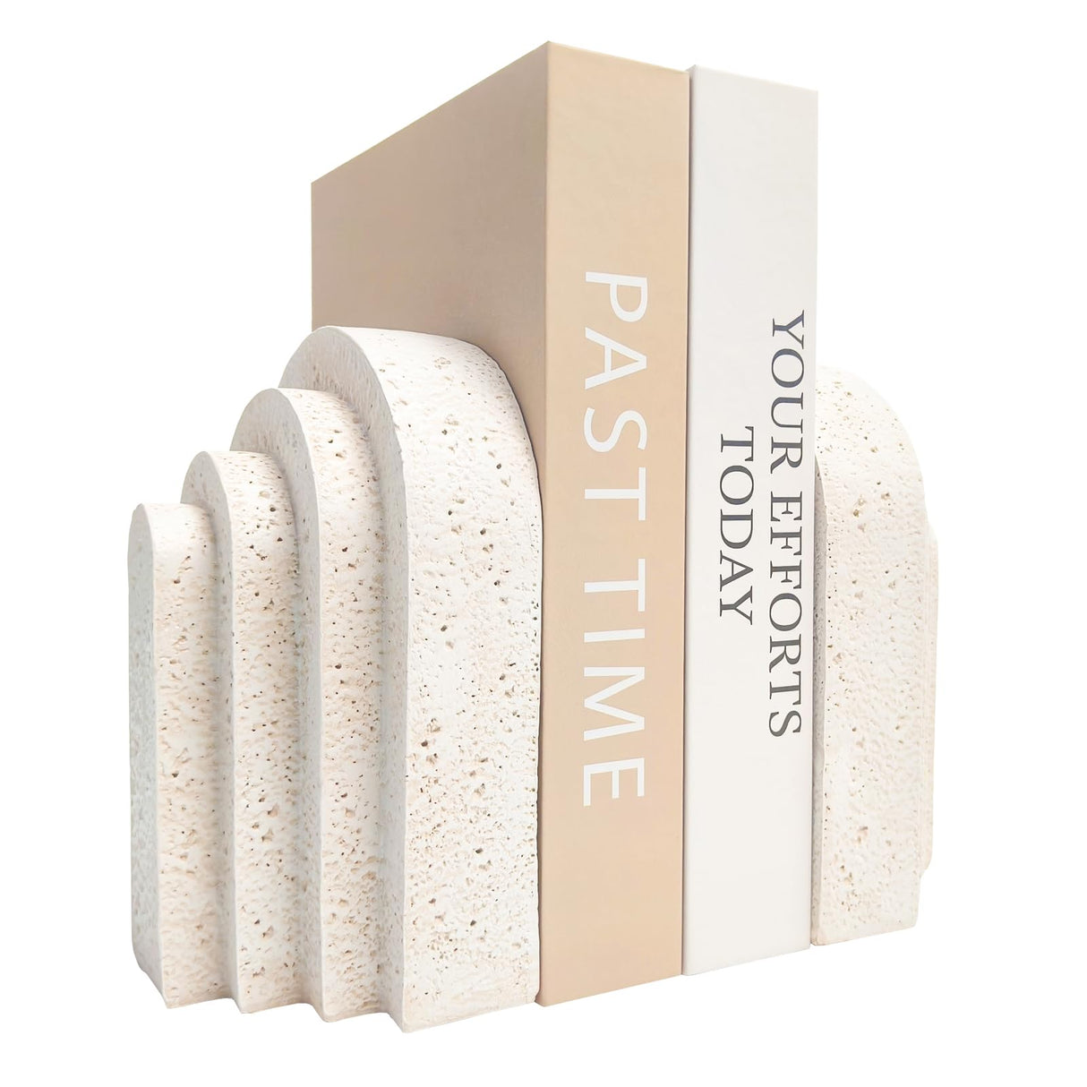 Heavy Duty Book Ends for Shelves, Decorative Book Stopper for Shelves, Resin Decor Bookends for Heavy Books, Modern Home Decor Aesthetic Book Ends Aesthetically Pleasing Layered Arch Design, Set of 2 GUSFREUD