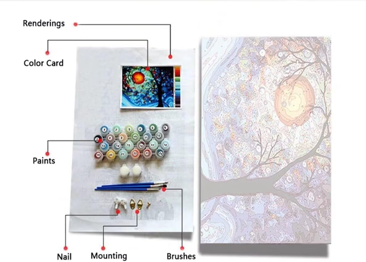 Heart Flower Blossom Wall Paint by Number Kits for Adults,Education Painting Modern Decor for Nurses Doctor Office Clinic School Gift,Paints for Home Wall Decor Without Framed Canvas 16''W x 20''H Aihonmin