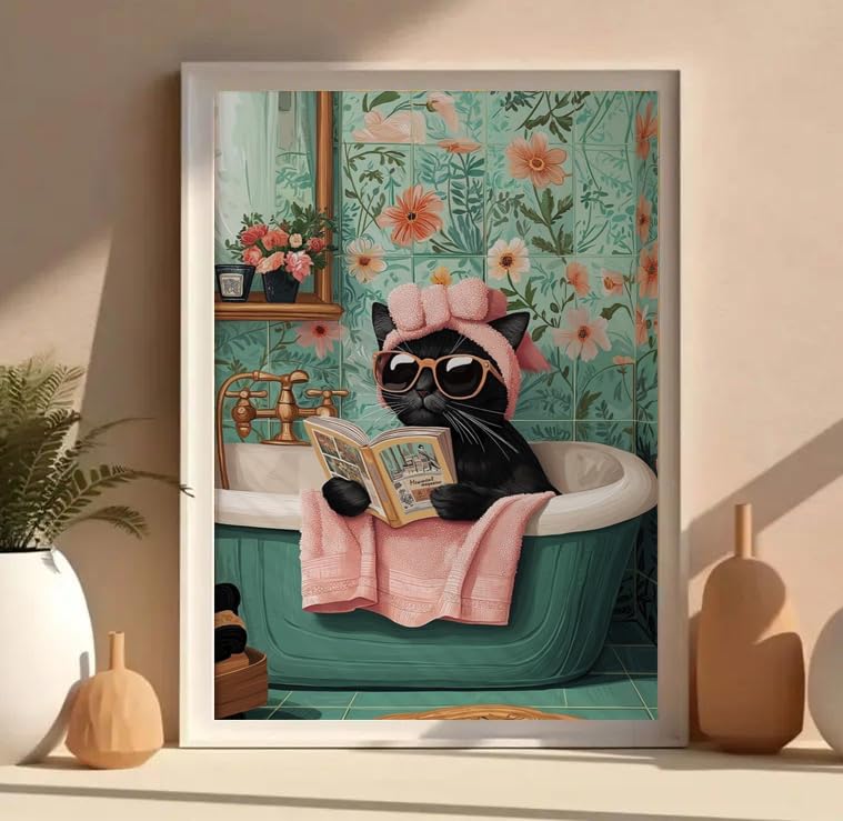 Black Cat Paint by Number for Adults,Funny Animal Painting by Numbers,DIY Acrylic for Beginners Unframed,Easy Paint by Numbers Adults on Canvas for Decor 16x20inch Canrichshop