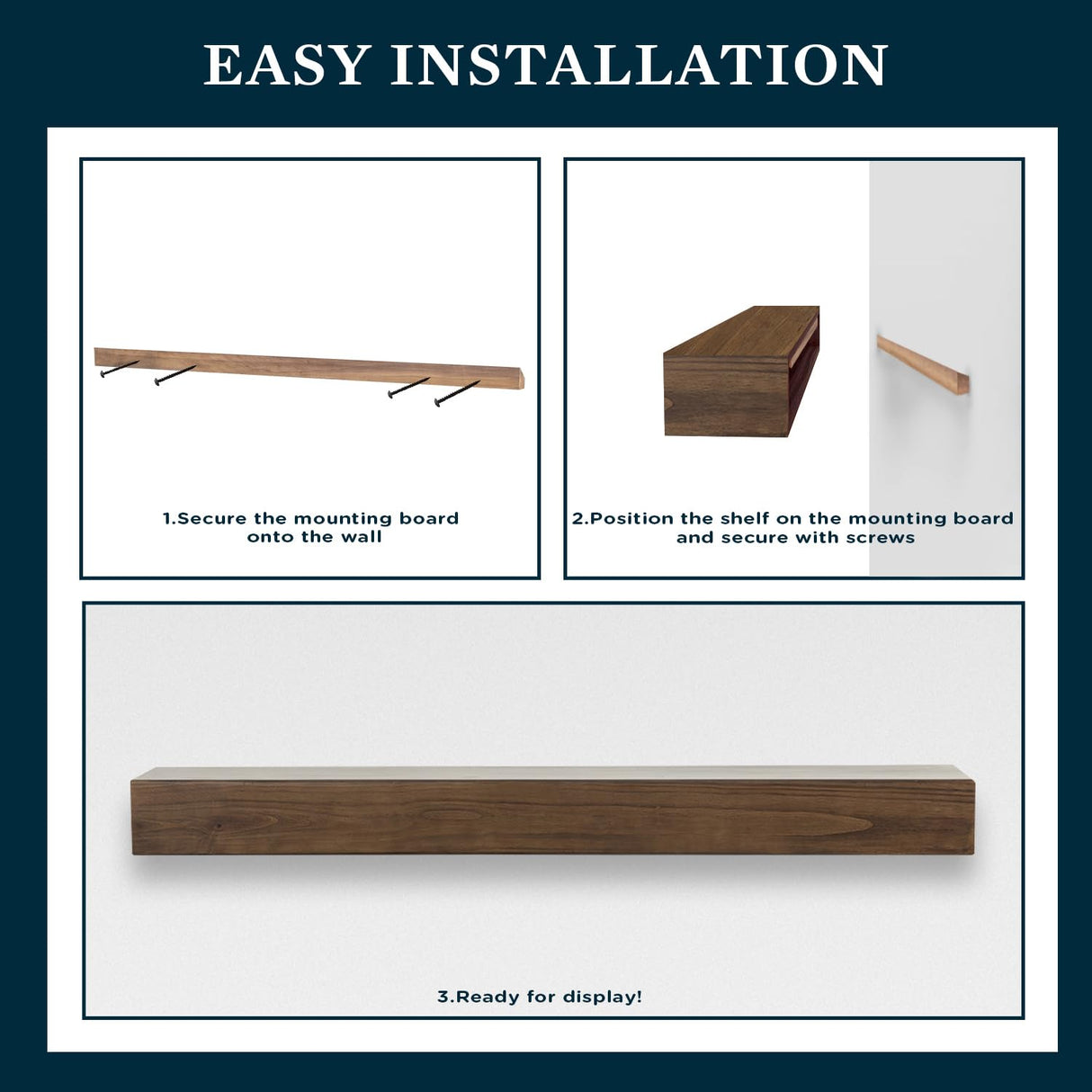 MANTELSDIRECT Dakota 60 Inch Pine Wood Floating Fireplace Mantel Shelf - Mocha Brown | 9" Depth - Beautiful Wooden Rustic Mantel for Fireplaces, Living Rooms, Electric Fireplaces, and Below TVs MANTELSDIRECT