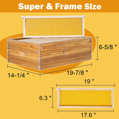 BEEKNOWS 8 Frame Beehive Kit with Screened Bottom Board Dipped in 100% Beeswax Bee Hive Boxes Starter Kit for Bee Keekeepers - Langstroth Beehive Kit with 2 Honey Bee Hives Boxes