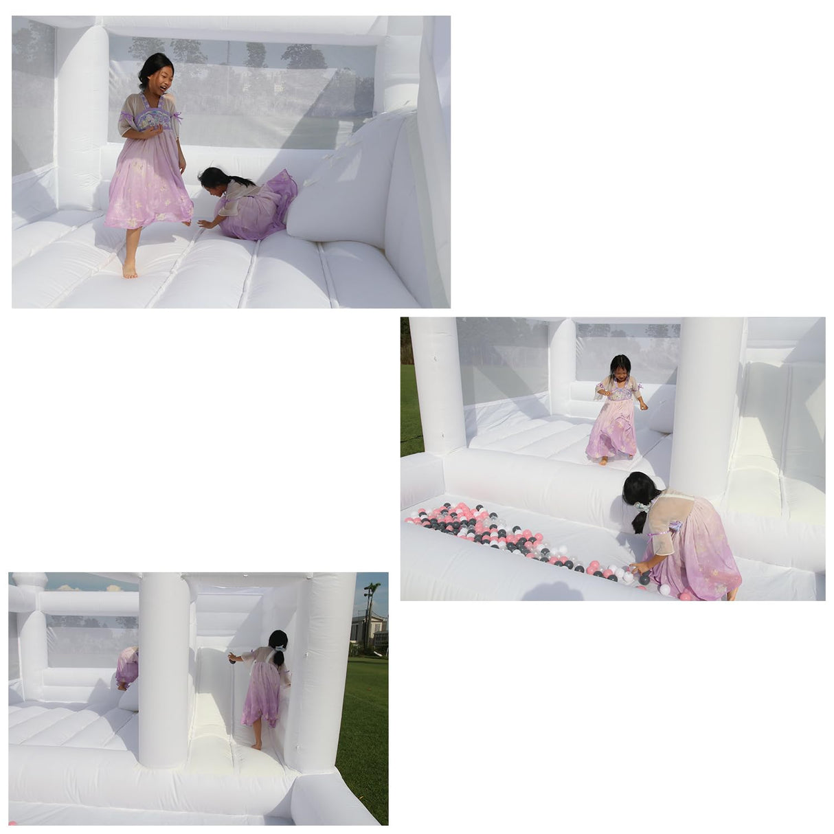 15x15FT White Bounce House Castle for Kids Adults, w/Slide & Ball Pit, (Heavy Duty PVC) (1100W Blower), Large Jumper Bouncy Inflatable Castle, Wedding, Birthday Party, Baptism, 15x15x10ft Inflantteble