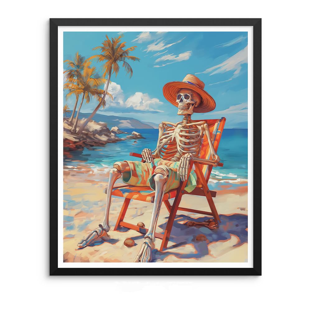 Natuyalo Paint by Numbers Kit for Adults - Skeleton Man DIY Adult Paint by Number Kits Summer Beach Acrylic Canvas Painting for Adults Beginners Kids Art Crafts Without Frame, 16x20 Inch Natuyalo