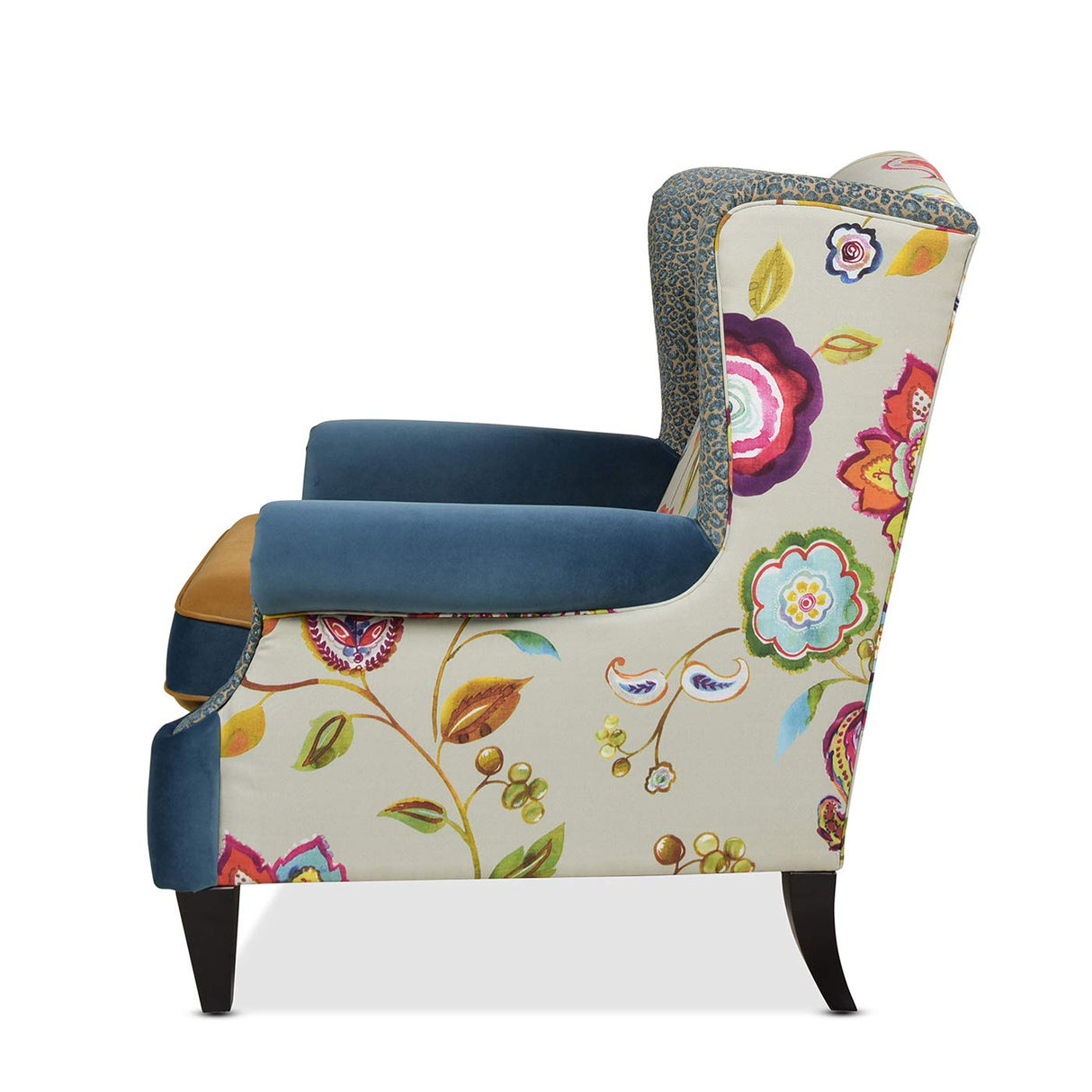 Jennifer Taylor Home Anya Eclectic Floral Patchwork Boho Chic Wingback Large Living Room Lounge Accent Arm Chair Jennifer Taylor Home
