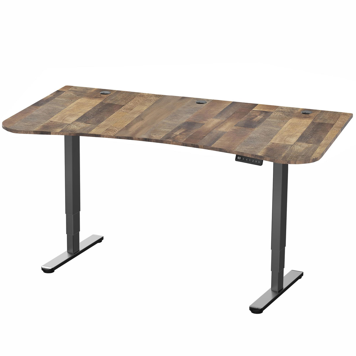 VIVO Electric 63 x 32 in Dual Motor Standing Desk, Memory Height Adjustment, 2B Series, Reclaimed Wood Top Black Frame, DESK-KIT-2B1P VIVO