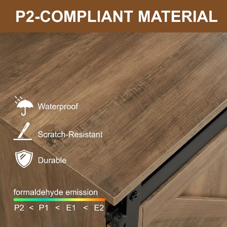 Homy Casa TV Stand for 65'' TV, Sliding Barn Door Modern & Farmhouse Wood Entertainment Center, Mid Century Storage Cabinet Table for Living Room with Adjustable Shelves, Natural Brown Homy Casa