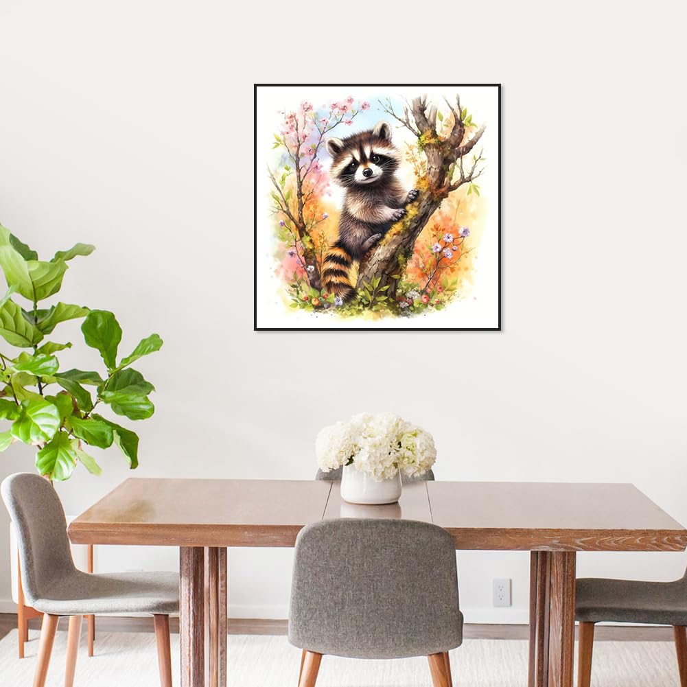 Anuver Raccoon Diamond Painting Kits for Adults, 5D DIY Diamond Art Kits for Beginners, Full Drill Diamond Painting Kits for Home Wall Decor, 12x12 Inch Anuver